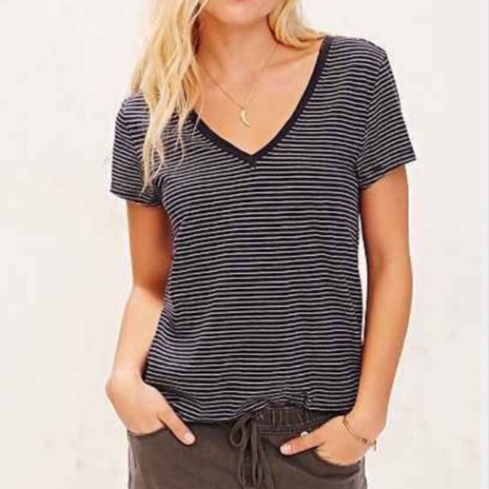 BDG Striped V-Neck Tee